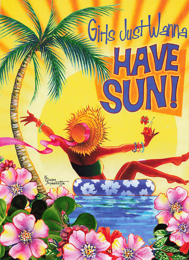 Greeting Card - Girl in straw hat, inner tube and lots of sun!